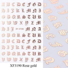 将图片加载到图库查看器,Letter 3D Decals Nail Art Stickers English Old Font Black Number Tattoo Nails Design Water Sliders Manicure Decoration 3D Nail Supplies Holographic Old English Character Nail Self-Adhesive Sticker English Font Design Manicure Decorations Accessories