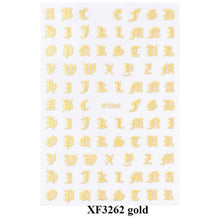 将图片加载到图库查看器,Letter 3D Decals Nail Art Stickers English Old Font Black Number Tattoo Nails Design Water Sliders Manicure Decoration 3D Nail Supplies Holographic Old English Character Nail Self-Adhesive Sticker English Font Design Manicure Decorations Accessories
