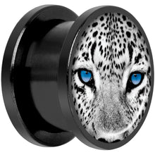将图片加载到图库查看器,Black White Leopard Eyes Black Anodized Screw Fit Plug Set 9/16