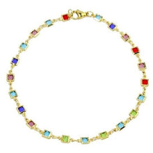 Load image into Gallery viewer, Light Multi Color Crystal Square Ankle Bracelet