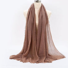 Load image into Gallery viewer, Light Soft Fashion Solid Scarf Crinkle Cotton Linen Wrap Shawl Hijab Muslim Woman Shawls Turban Islamic Clothing Head Wrap For Women