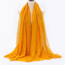 Load image into Gallery viewer, Light Soft Fashion Solid Scarf Crinkle Cotton Linen Wrap Shawl Hijab Muslim Woman Shawls Turban Islamic Clothing Head Wrap For Women