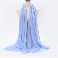 Load image into Gallery viewer, Light Soft Fashion Solid Scarf Crinkle Cotton Linen Wrap Shawl Hijab Muslim Woman Shawls Turban Islamic Clothing Head Wrap For Women