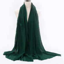 Load image into Gallery viewer, Light Soft Fashion Solid Scarf Crinkle Cotton Linen Wrap Shawl Hijab Muslim Woman Shawls Turban Islamic Clothing Head Wrap For Women