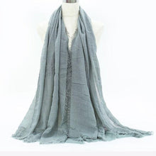 Load image into Gallery viewer, Light Soft Fashion Solid Scarf Crinkle Cotton Linen Wrap Shawl Hijab Muslim Woman Shawls Turban Islamic Clothing Head Wrap For Women
