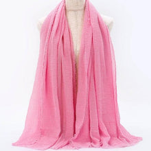 Load image into Gallery viewer, Light Soft Fashion Solid Scarf Crinkle Cotton Linen Wrap Shawl Hijab Muslim Woman Shawls Turban Islamic Clothing Head Wrap For Women