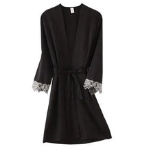 Load image into Gallery viewer, Lightweight Pink Women Sleepwear Classic Design Silk Bathrobe Lace Trim Bridesmaid Bride Party Robes