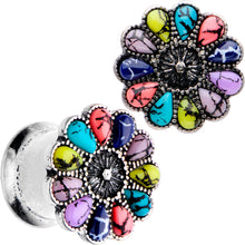 Load image into Gallery viewer, Southwestern Pinwheel Flower Double Flare Plug Set Set 2G to 22mm