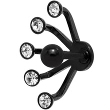 Load image into Gallery viewer, 16G 1/4 Clear Gem Black Anodized Glam Fan Cuff Cartilage Earring