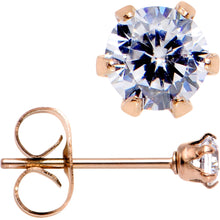 Load image into Gallery viewer, 3mm Clear CZ Gem Rose Gold IP Post Stud Earrings