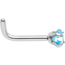 Load image into Gallery viewer, 18G 1/4 Aqua 3mm CZ Gem Steel L-Shape Nose Ring
