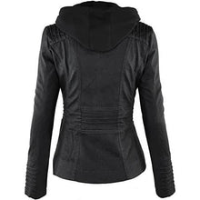Load image into Gallery viewer, Lock and Love Women's Removable Hooded Faux Leather Jacket