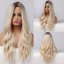 Load image into Gallery viewer, Long Dark Brown Synthetic Wigs for Women Silky Wavy Wig With Air Bangs Heat Resistant Fiber Cosplay Daily Party Replacement Wig Wigs For Black Women Cosplay Wigs For Women