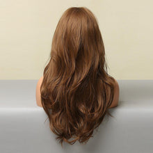 Load image into Gallery viewer, Long Honey Brown Synthetic Wigs with Side Bangs Natural Wave Wigs for Afro American Women Heat Resistant Cosplay Party Daily Use Wigs For Black Women Cosplay Wigs For Women