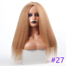 将图片加载到图库查看器,Long Kinky Straight Synthetic Wigs for Black Women Black Brown Blonde Ginger Red White Hair Afro Wigs Synthetic Hair Wigs For Black Women Cosplay Wigs For Women
