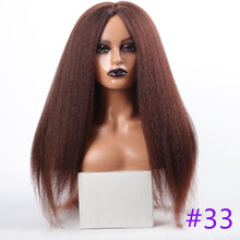 将图片加载到图库查看器,Long Kinky Straight Synthetic Wigs for Black Women Black Brown Blonde Ginger Red White Hair Afro Wigs Synthetic Hair Wigs For Black Women Cosplay Wigs For Women