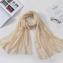 将图片加载到图库查看器,Long Soft Cotton Lightweight Crinkle Hijab Scarf Elegant Headscarf Head Wrap Islamic Head Wraps Hijab For Women 70*175cm
