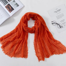 将图片加载到图库查看器,Long Soft Cotton Lightweight Crinkle Hijab Scarf Elegant Headscarf Head Wrap Islamic Head Wraps Hijab For Women 70*175cm