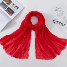 将图片加载到图库查看器,Long Soft Cotton Lightweight Crinkle Hijab Scarf Elegant Headscarf Head Wrap Islamic Head Wraps Hijab For Women 70*175cm