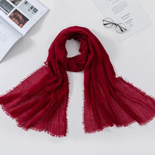 将图片加载到图库查看器,Long Soft Cotton Lightweight Crinkle Hijab Scarf Elegant Headscarf Head Wrap Islamic Head Wraps Hijab For Women 70*175cm
