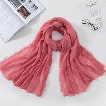 将图片加载到图库查看器,Long Soft Cotton Lightweight Crinkle Hijab Scarf Elegant Headscarf Head Wrap Islamic Head Wraps Hijab For Women 70*175cm