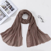 将图片加载到图库查看器,Long Soft Cotton Lightweight Crinkle Hijab Scarf Elegant Headscarf Head Wrap Islamic Head Wraps Hijab For Women 70*175cm