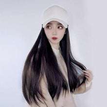 将图片加载到图库查看器,Long Straight Synthetic Baseball Cap Hair Wig Natural Black Brown Hat Wigs Natural Seamless Hair Extensions Wigs For Black Women Cosplay Wigs For Women