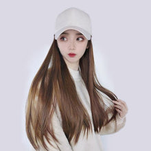将图片加载到图库查看器,Long Straight Synthetic Baseball Cap Hair Wig Natural Black Brown Hat Wigs Natural Seamless Hair Extensions Wigs For Black Women Cosplay Wigs For Women