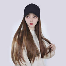 将图片加载到图库查看器,Long Straight Synthetic Baseball Cap Hair Wig Natural Black Brown Hat Wigs Natural Seamless Hair Extensions Wigs For Black Women Cosplay Wigs For Women