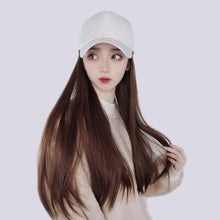 将图片加载到图库查看器,Long Straight Synthetic Baseball Cap Hair Wig Natural Black Brown Hat Wigs Natural Seamless Hair Extensions Wigs For Black Women Cosplay Wigs For Women