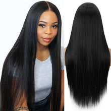 Load image into Gallery viewer, Long Straight Synthetic Black Wig Mixed Brown and Blonde Long Wig For Black Women Middle Part Nature Wigs For Black Women Cosplay Wigs For Women
