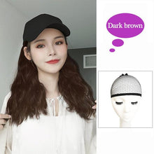 Load image into Gallery viewer, Long Synthetic Baseball Cap Hair Wig Natural Black Cap Hair Extensions Natural Corn Whisker wig Wave Wigs Hat Wig Adjustable Wigs For Black Women Cosplay Wigs For Women