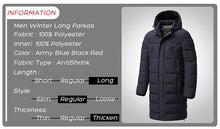 Load image into Gallery viewer, Long Winter Warm Thick Hooded Jacket Coat Windproof Thicken Hooded Coat Comfortable Jacket Men Autumn Outdoor Fashion Classic Windproof Multiple Pockets Men Light Jacket Coat