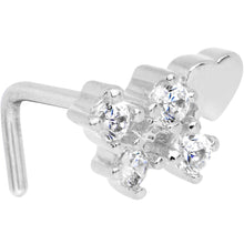 Load image into Gallery viewer, 20G Clear CZ Heart Faux Hoop L Shaped Nose Ring