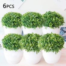 Load image into Gallery viewer, Love Art Set of 6 Small Artificial Decor Bonsai Potted Plastic Fake Flowers for Home Garden Office Desk Wall Book Shelf Decor Room Hotel Decor
