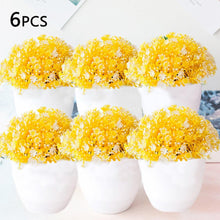 Load image into Gallery viewer, Love Art Set of 6 Small Artificial Decor Bonsai Potted Plastic Fake Flowers for Home Garden Office Desk Wall Book Shelf Decor Room Hotel Decor