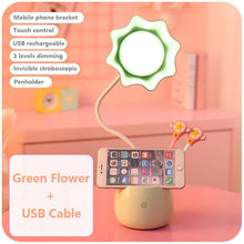 Load image into Gallery viewer, Lovely 3 Levels Dimmer Reading Table Lamp Pen Case Base Student LED Desk Lamp Girls Charge Bedside Lamp for Bedroom Studyroom Cute Study Lamps for Bedroom Décor