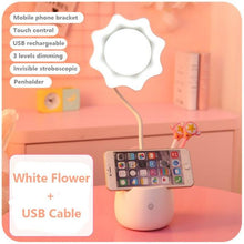 Load image into Gallery viewer, Lovely 3 Levels Dimmer Reading Table Lamp Pen Case Base Student LED Desk Lamp Girls Charge Bedside Lamp for Bedroom Studyroom Cute Study Lamps for Bedroom Décor