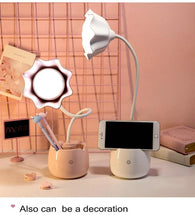 Load image into Gallery viewer, Lovely 3 Levels Dimmer Reading Table Lamp Pen Case Base Student LED Desk Lamp Girls Charge Bedside Lamp for Bedroom Studyroom Cute Study Lamps for Bedroom Décor