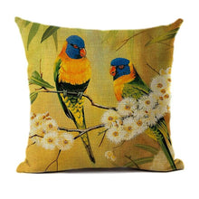 Load image into Gallery viewer, Lovely Bird Polyester Cotton Cushion Cover Bird On The Tree Accent Decorative Throw Pillow Case Hand Painted Cushion Cover Cute Bird Pillow Shells Flower Pattern Pillow Covers Decorative For Sofa Bed Living Room Luxury New Stylish Pillows 45x45cm
