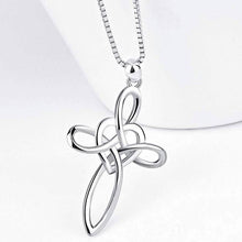 将图片加载到图库查看器,Lovely Sterling Silver Cross Pendant Necklace