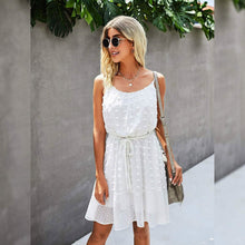 Load image into Gallery viewer, Lovinchic Women's Spaghetti Strap Tied Waist Floral Mini Dress Summer Casual Flowy Dress