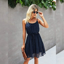 Load image into Gallery viewer, Lovinchic Women's Spaghetti Strap Tied Waist Floral Mini Dress Summer Casual Flowy Dress