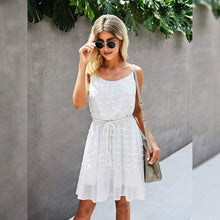Load image into Gallery viewer, Lovinchic Women's Spaghetti Strap Tied Waist Floral Mini Dress Summer Casual Flowy Dress