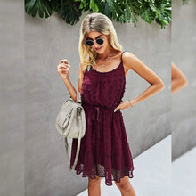 Load image into Gallery viewer, Lovinchic Women's Spaghetti Strap Tied Waist Floral Mini Dress Summer Casual Flowy Dress