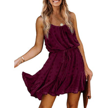 Load image into Gallery viewer, Lovinchic Women's Spaghetti Strap Tied Waist Floral Mini Dress Summer Casual Flowy Dress