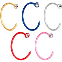 Load image into Gallery viewer, 20G 3/8 Clear Gem Multicolor Pack Set of 5 Twisted Nose Hoop Rings