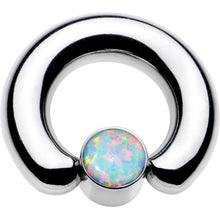 Load image into Gallery viewer, 2G 9/16 White Faux Opal 8mm Disc BCR Captive Ring