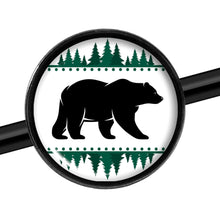 Load image into Gallery viewer, 14G Winter Polar Bear in Woods Black Industrial Barbell 37mm