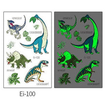 Load image into Gallery viewer, Luminous Tattoo Stickers Temporary Animal Tattoos Glow Paste on Face Arm Leg Fluorescent Waterproof Fake Tattoo For Kids Girls